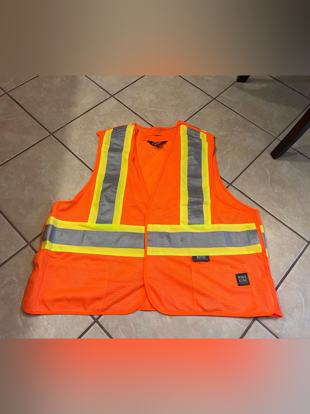 Work King High-Visibility Safety Vest in Neon Orange and Lime mens size lg/xl